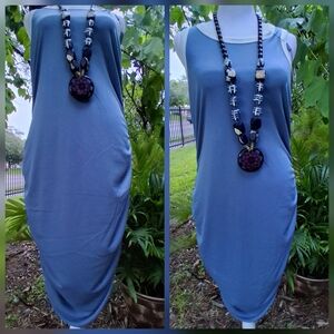 🔥NWT FLATTERING Zaful BLUE Midi Dress XL  & FREE GIFT